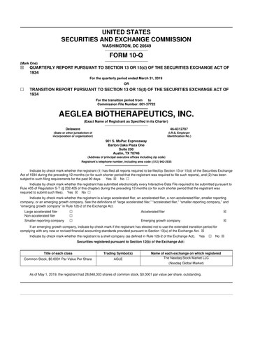 Thumbnail Spyre Therapeutics 10-Q Quarterly Report FY2019 