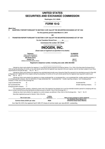 Thumbnail Inogen 10-Q Quarterly Report FY2019 