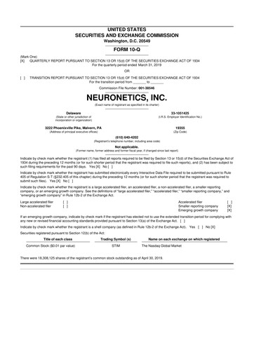 Thumbnail Neuronetics 10-Q Quarterly Report FY2019 