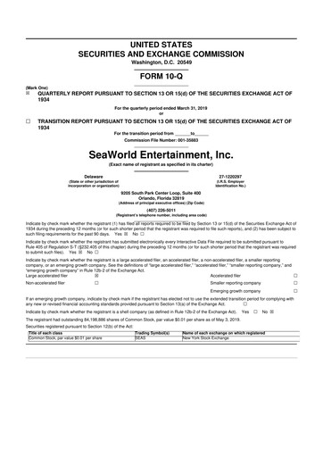 Thumbnail United Parks & Resorts 10-Q Quarterly Report FY2019 