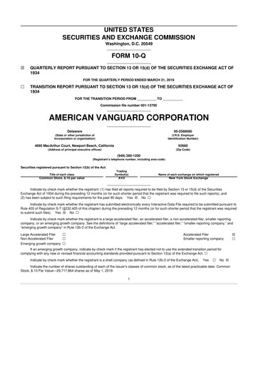Thumbnail American Vanguard 10-Q Quarterly Report FY 