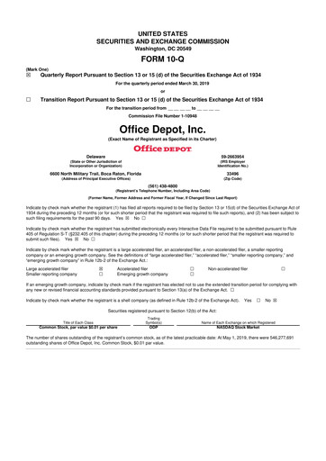 Thumbnail The ODP Corporation
 10-Q Quarterly Report FY2019 