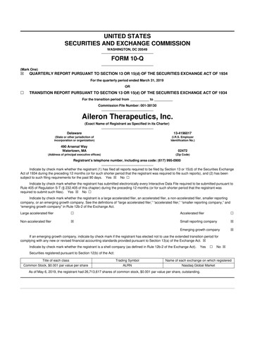 Thumbnail Rein Therapeutics 10-Q Quarterly Report FY2019 