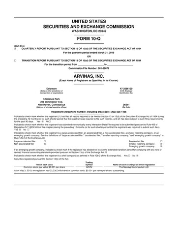Thumbnail Arvinas 10-Q Quarterly Report FY 