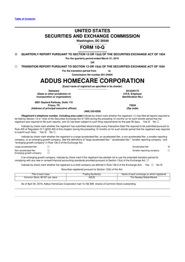 Thumbnail 
Addus HomeCare 10-Q Quarterly Report FY2019 