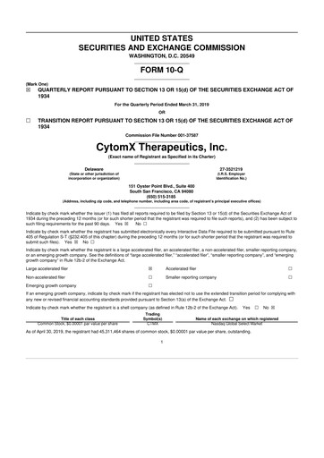 Thumbnail CytomX Therapeutics
 10-Q Quarterly Report FY 