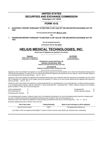Miniature Solana Company 10-Q Rapport trimestriel 2019 