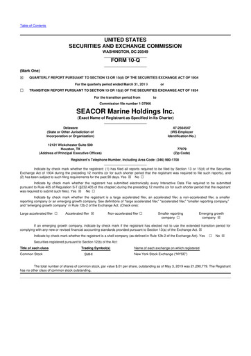 Thumbnail SEACOR Marine 10-Q Quarterly Report FY2019 