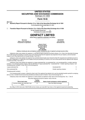 Vorschaubild Genpact 10-Q Quartalsbericht 2019 