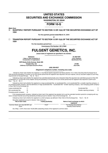 Thumbnail Fulgent Genetics
 10-Q Quarterly Report FY2019 