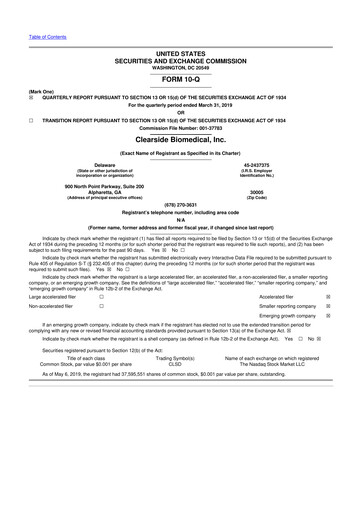 Vorschaubild Clearside Biomedical
 10-Q Quartalsbericht 2019 