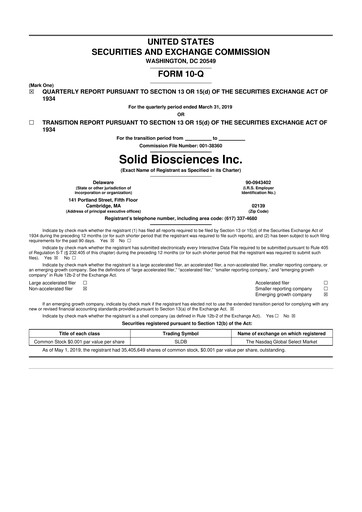 Thumbnail Solid Biosciences
 10-Q Quarterly Report FY 