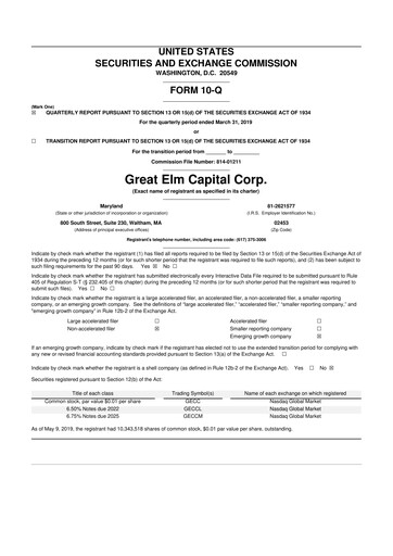 Vorschaubild Great Elm Capital
 10-Q Quartalsbericht  