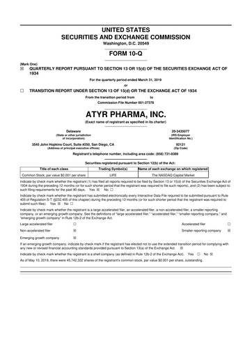 Thumbnail aTyr Pharma 10-Q Quarterly Report FY 