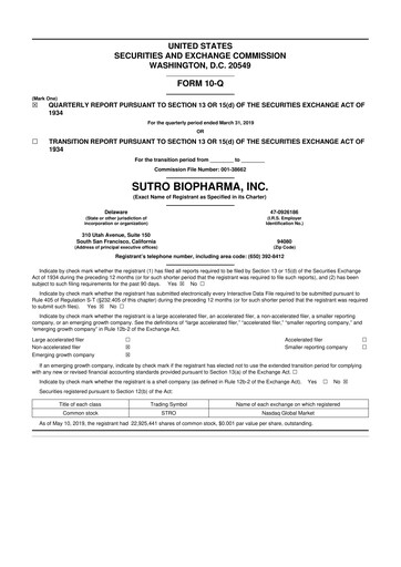 Thumbnail Sutro Biopharma 10-Q Quarterly Report FY 
