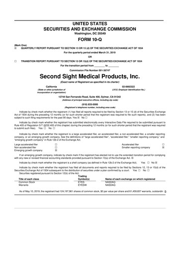 Thumbnail Vivani Medical 10-Q Quarterly Report FY2019 