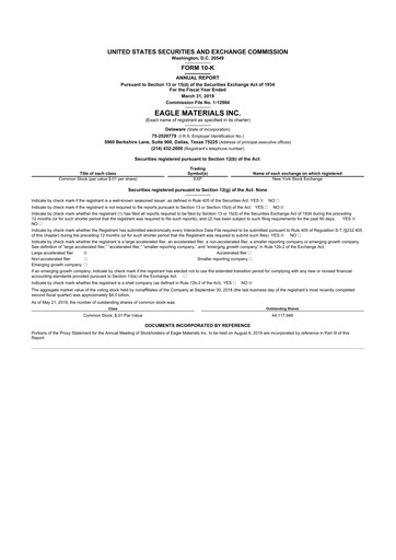 Thumbnail Eagle Materials
 10-K Annual Report 2019