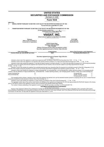 Thumbnail ViaSat 10-K Annual Report 2019