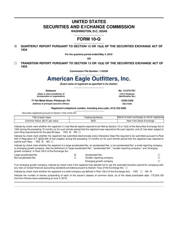 Thumbnail American Eagle Outfitters
 10-Q Quarterly Report FY2019 
