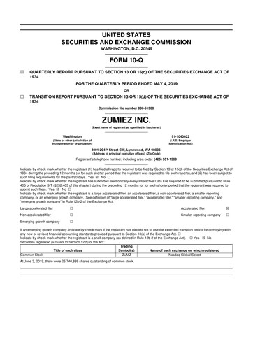 Thumbnail Zumiez 10-Q Quarterly Report FY2019 