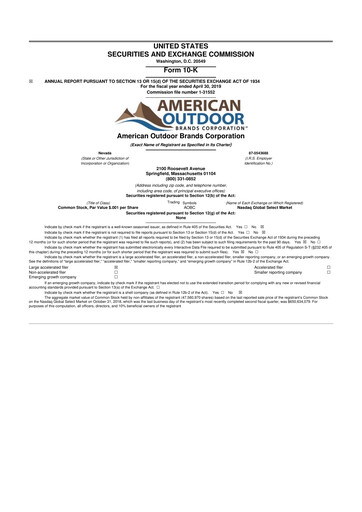 Thumbnail Smith & Wesson 10-K Annual Report 2019