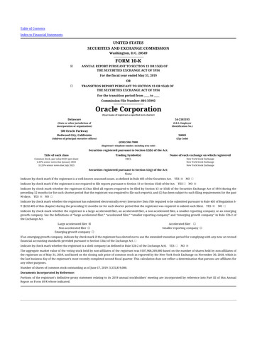 Thumbnail Oracle 10-K Annual Report 2019