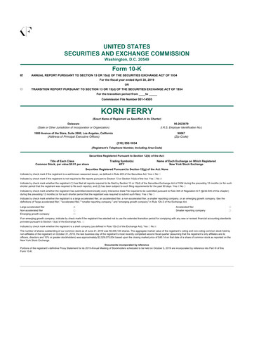 Thumbnail Korn Ferry
 10-K Annual Report 2019