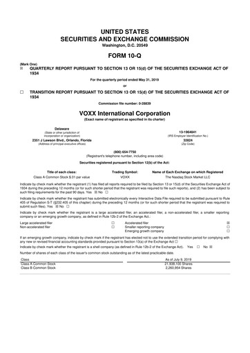 Thumbnail Voxx International
 10-Q Quarterly Report FY2020 