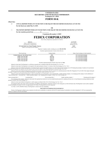 Thumbnail FedEx 10-K Annual Report 2019