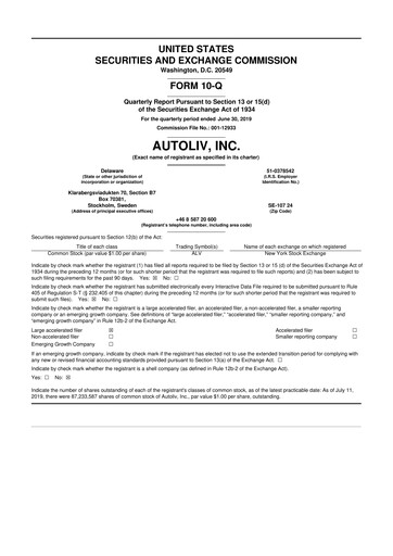 Vorschaubild Autoliv 10-Q Quartalsbericht 2019 