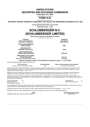Thumbnail SLB (Schlumberger) 10-Q Quarterly Report FY2019 