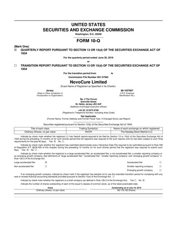Thumbnail Novocure
 10-Q Quarterly Report FY2019 