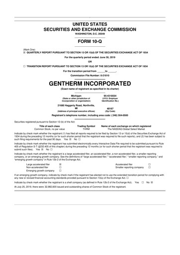 Thumbnail Gentherm 10-Q Quarterly Report FY2019 