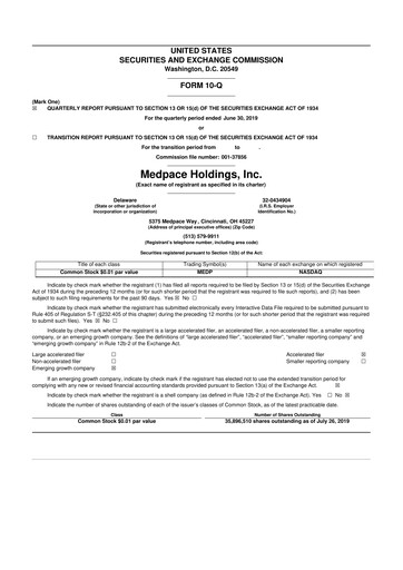 Vorschaubild Medpace 10-Q Quartalsbericht 2019 