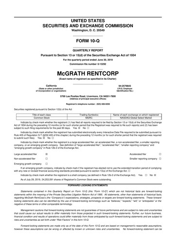 Miniature McGrath RentCorp
 10-Q Rapport trimestriel 2019 