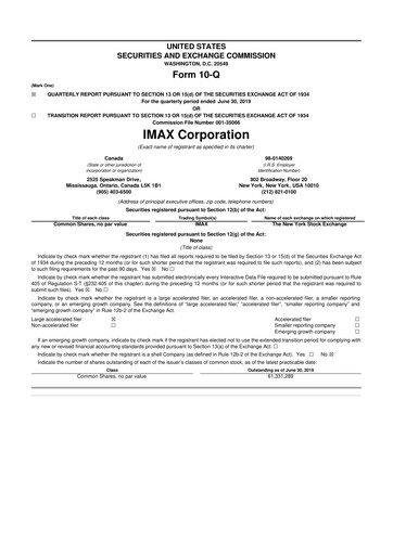 Thumbnail Imax Corp 10-Q Quarterly Report FY2019 