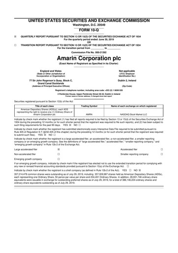 Thumbnail Amarin Corporation
 10-Q Quarterly Report FY2019 