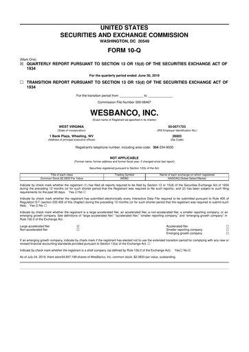 Thumbnail WesBanco 10-Q Quarterly Report FY 