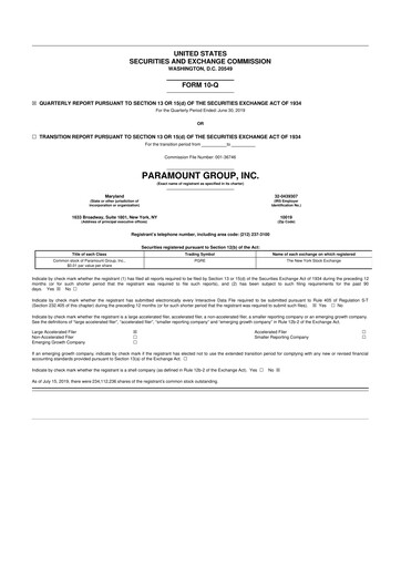 Thumbnail Paramount Group 10-Q Quarterly Report FY2019 