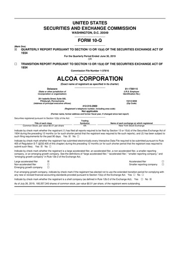 Thumbnail Alcoa 10-Q Quarterly Report FY2019 