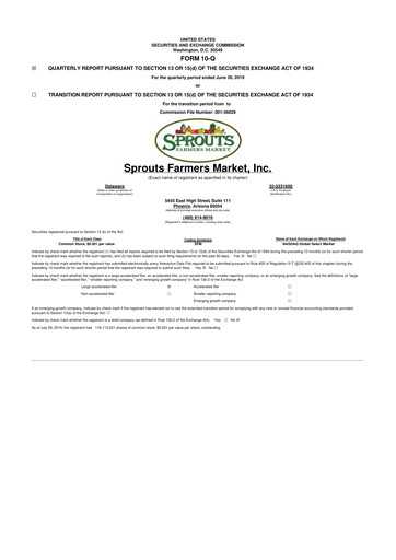 Thumbnail Sprouts Farmers Market 10-Q Quarterly Report FY2019 