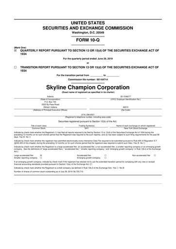 Thumbnail Champion Homes 10-Q Quarterly Report FY2020 