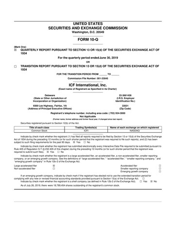 Thumbnail ICF International 10-Q Quarterly Report FY2019 