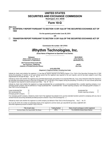 Vorschaubild iRhythm 10-Q Quartalsbericht 2019 