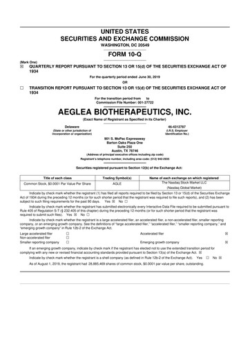 Thumbnail Spyre Therapeutics 10-Q Quarterly Report FY2019 