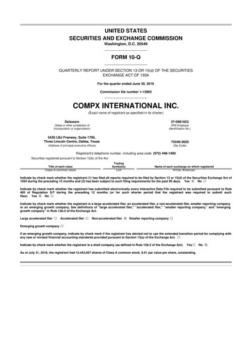 Thumbnail CompX International 10-Q Quarterly Report FY2019 