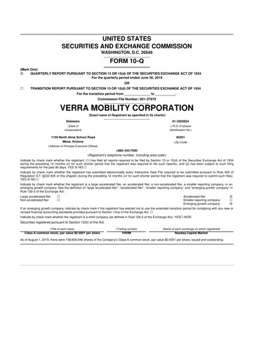 Thumbnail Verra Mobility 10-Q Quarterly Report FY2019 