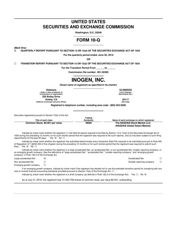 Thumbnail Inogen 10-Q Quarterly Report FY2019 