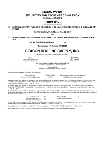 Thumbnail Beacon Roofing Supply 10-Q Quarterly Report FY2019 