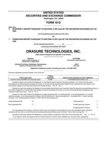 Thumbnail OraSure Technologies 10-Q Quarterly Report FY2019 